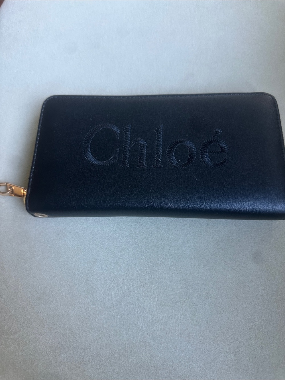 Black Zip Wallet - Embroidered Logo